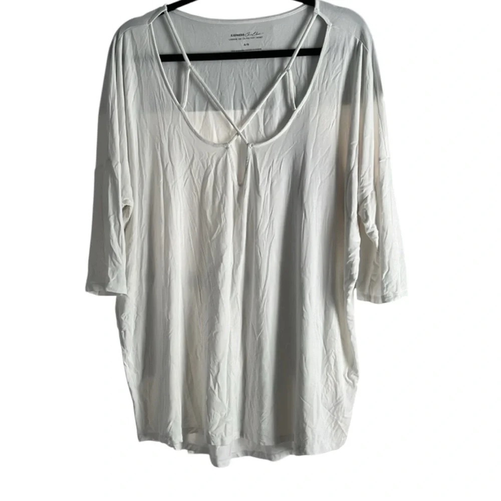 Express Women’s Cream Color Short Sleeve Blouse Top Size XL EUC Boho Resortwear